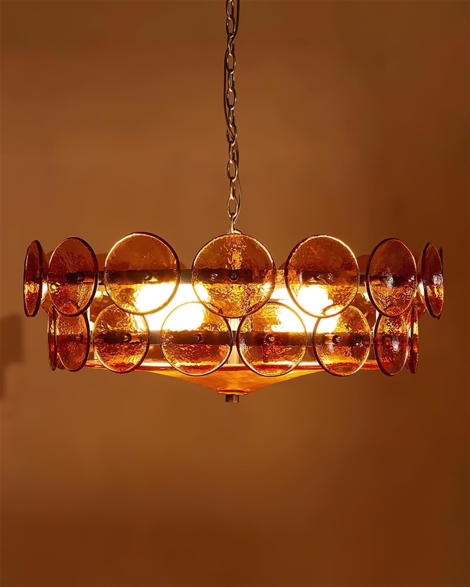 Lumora Amber Glass Chandelier With Adjustable Height