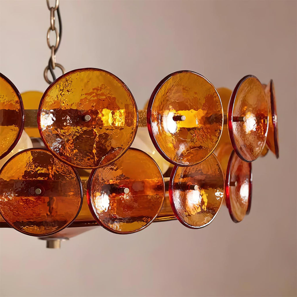 Lumora Amber Glass Chandelier With Adjustable Height
