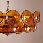 Lumora Amber Glass Chandelier With Adjustable Height