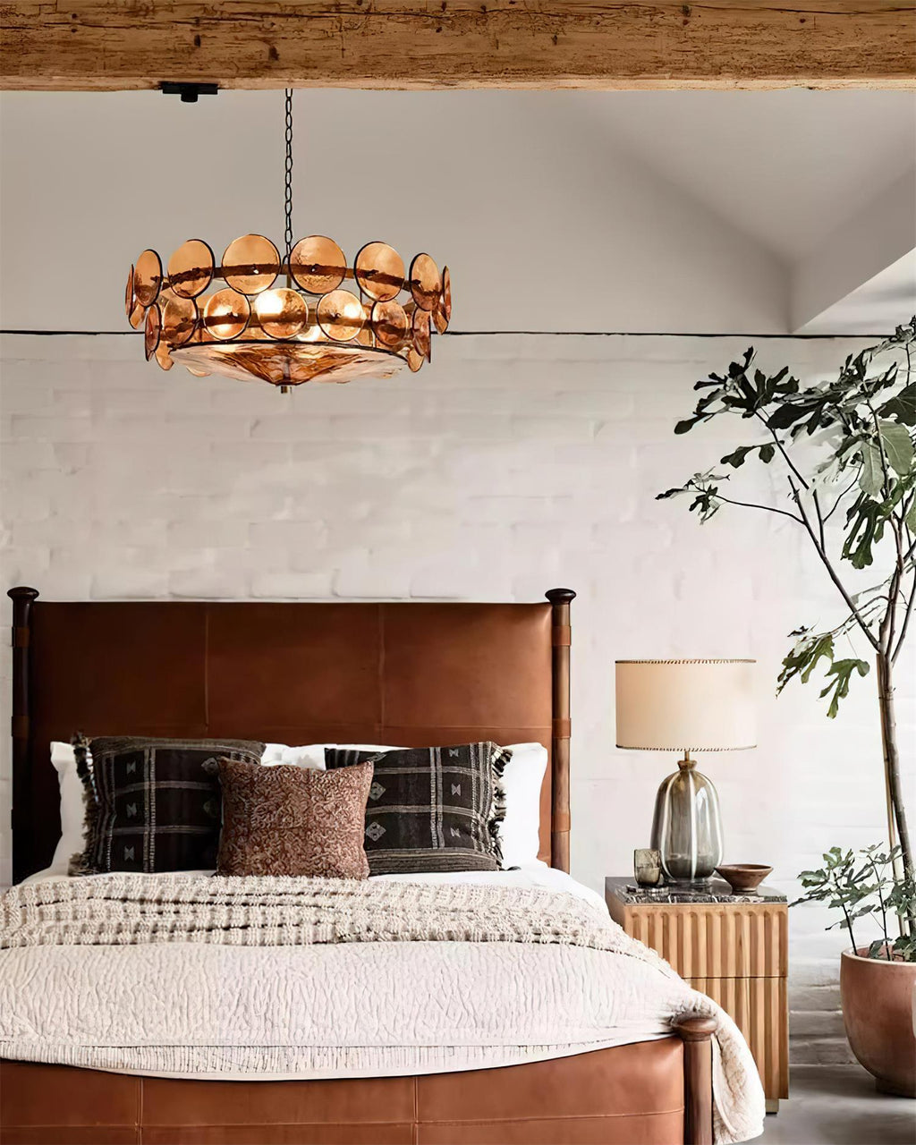 Lumora Amber Glass Chandelier With Adjustable Height