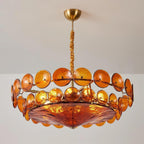 Lumora Amber Glass Chandelier With Adjustable Height