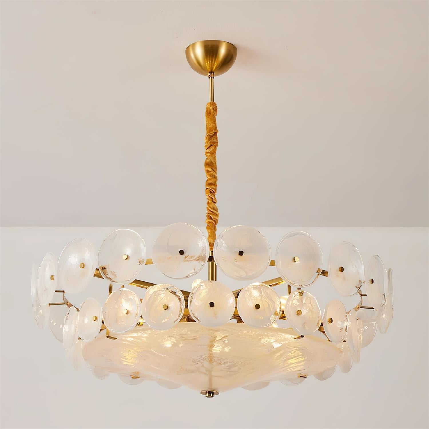 Lumora Amber Glass Chandelier With Adjustable Height