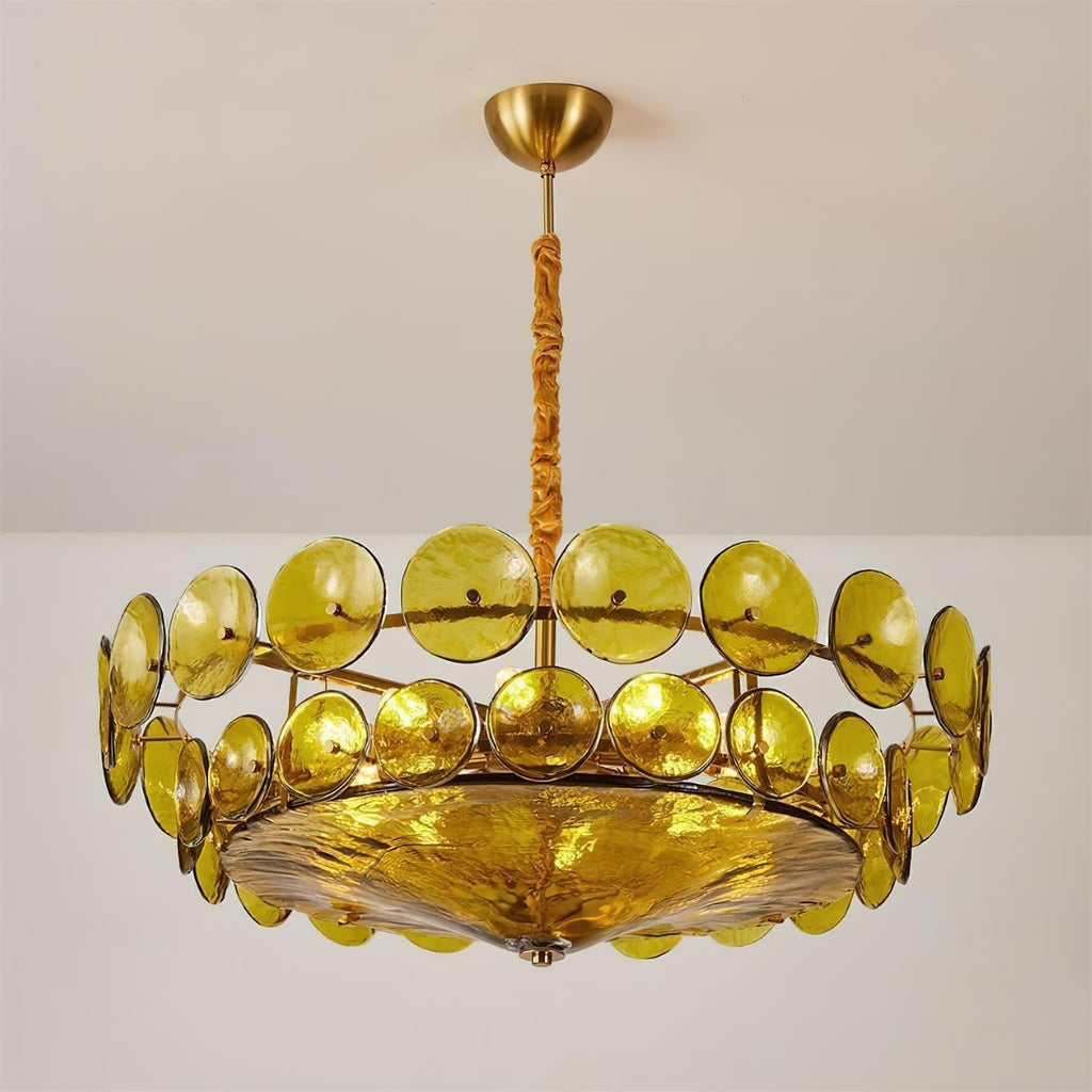 Lumora Amber Glass Chandelier With Adjustable Height
