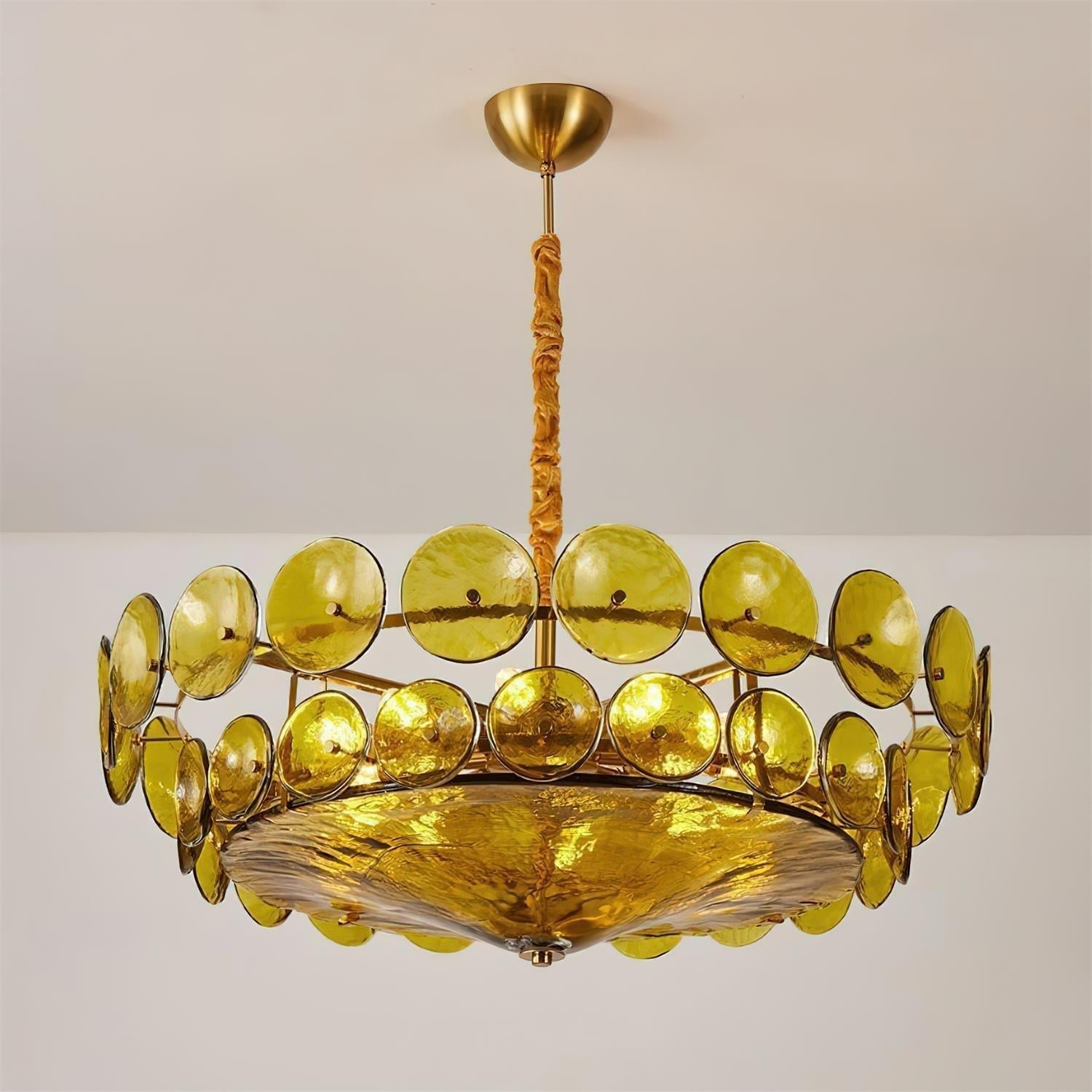 Lumora Amber Glass Chandelier With Adjustable Height