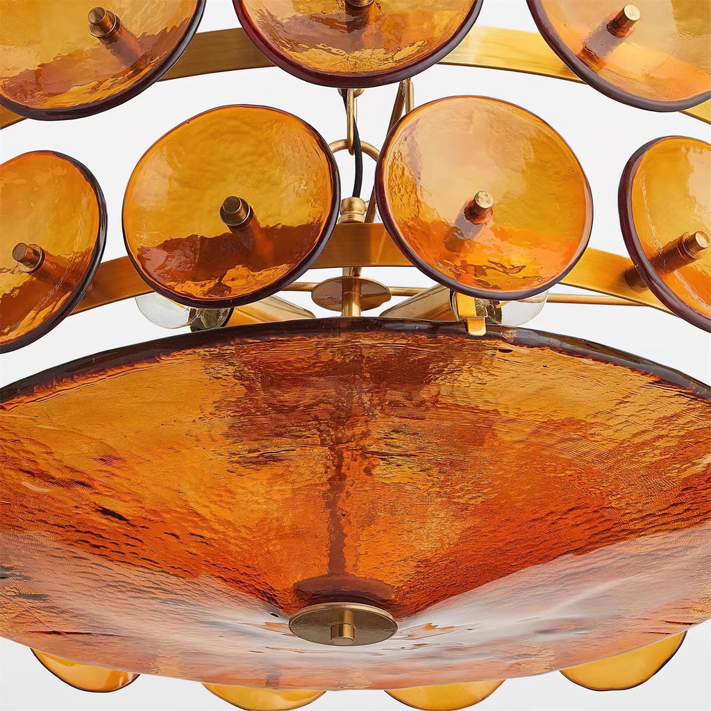 Lumora Amber Glass Chandelier With Adjustable Height