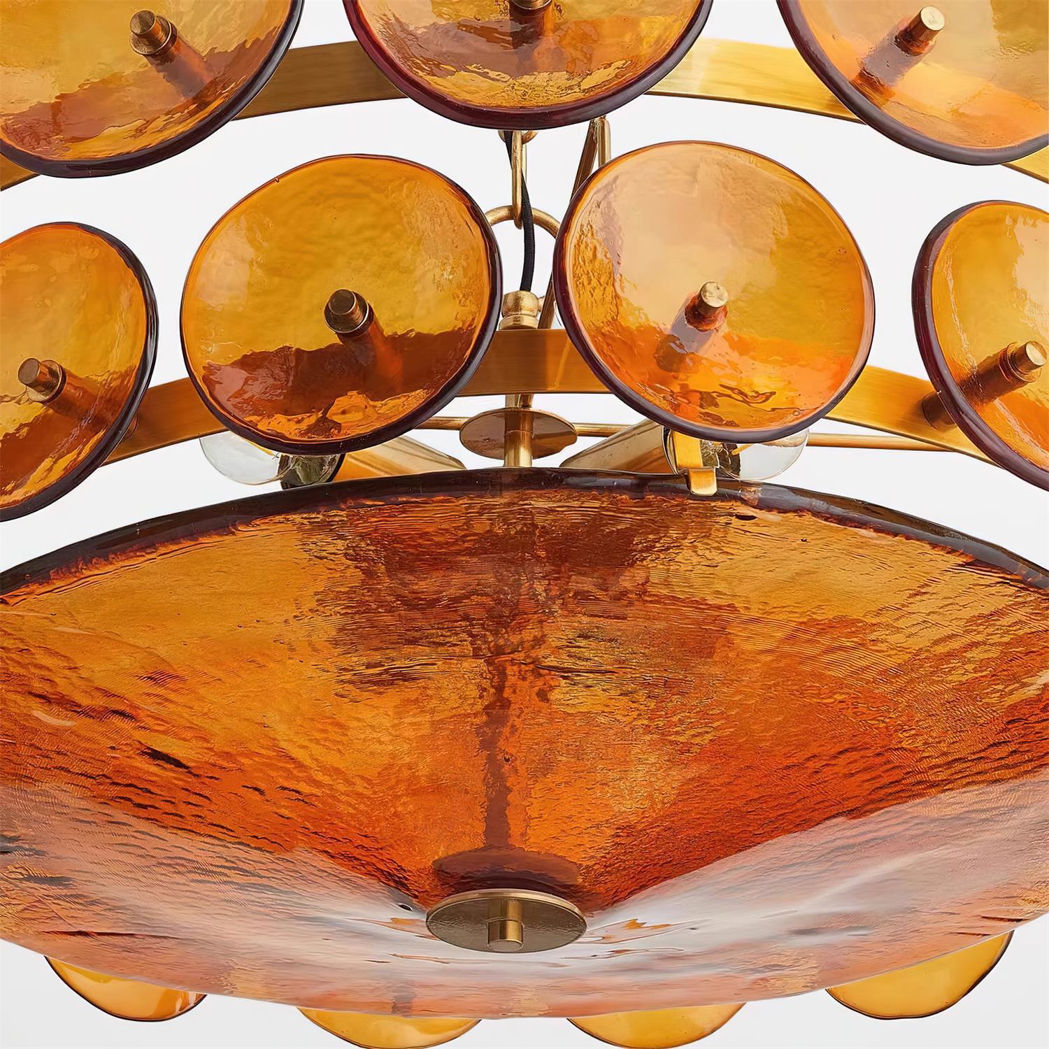 Lumora Amber Glass Chandelier With Adjustable Height