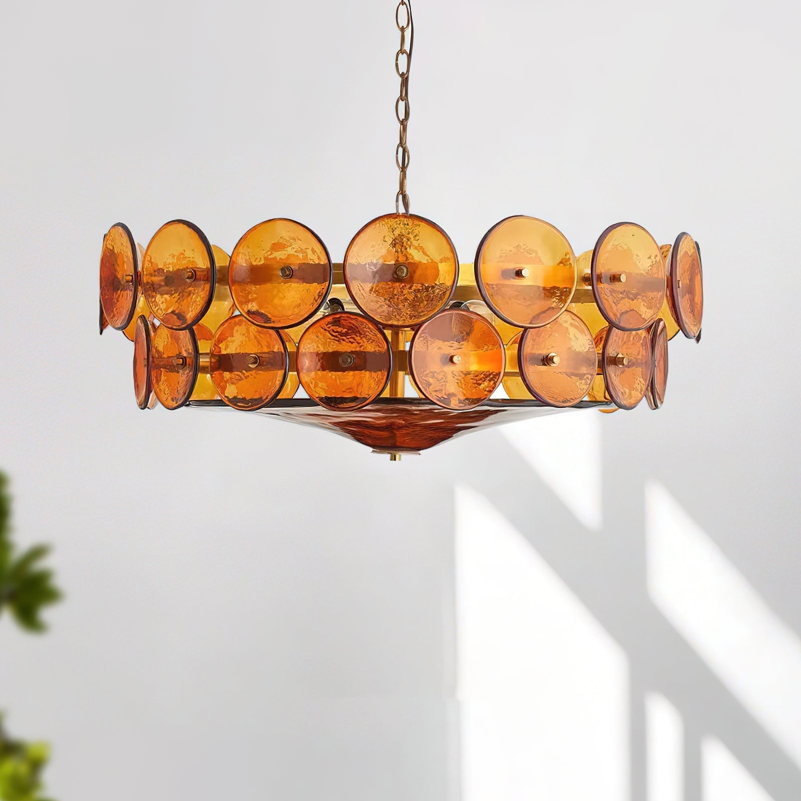 Lumora Amber Glass Chandelier With Adjustable Height