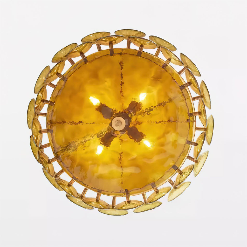 Lumora Amber Glass Chandelier With Adjustable Height