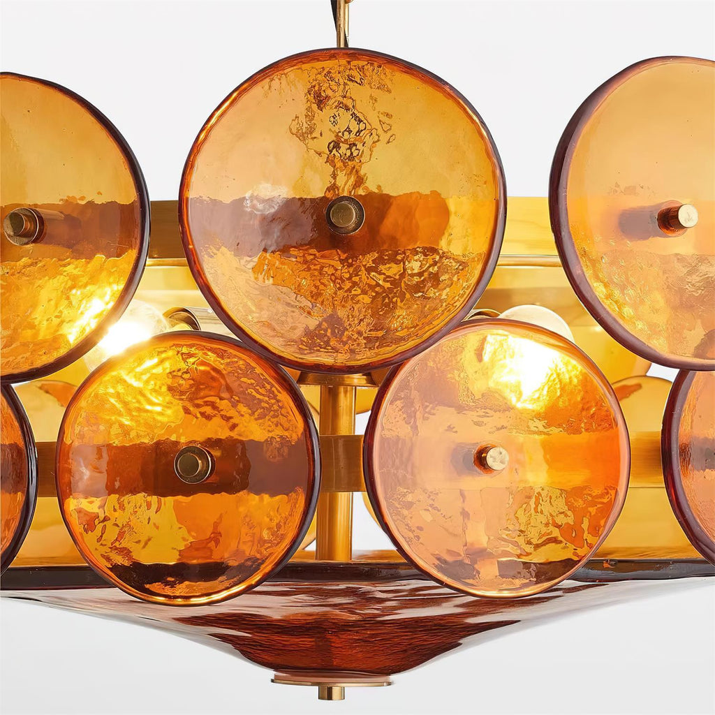 Lumora Amber Glass Chandelier With Adjustable Height
