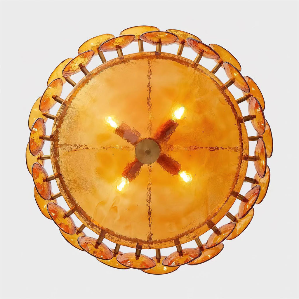 Lumora Amber Glass Chandelier With Adjustable Height