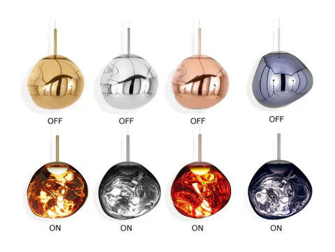LavaFlow Pendant Lights in Four Colours with Warm Glass Glow