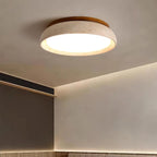 LumaStone Travertine Ceiling Light With Wooden Base And Natural Stone Texture