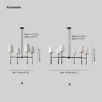 Aurelia Four to Six Light Mid Century Chandelier with Linen Shades