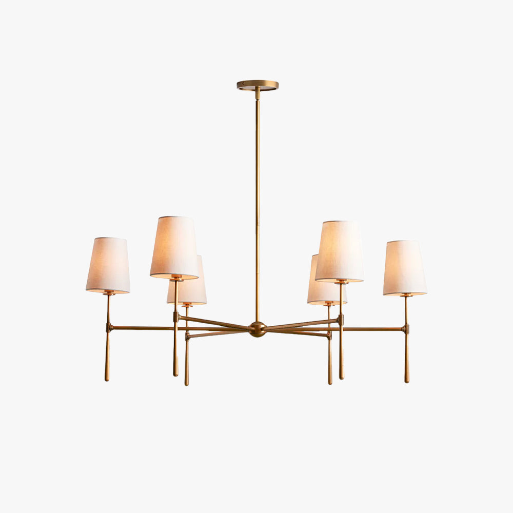 Aurelia Four to Six Light Mid Century Chandelier with Linen Shades