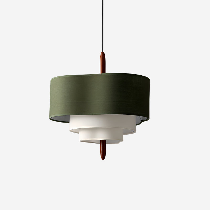 Astrae | Green Fabric Pendant Lamp With Wood Accents Dimmable