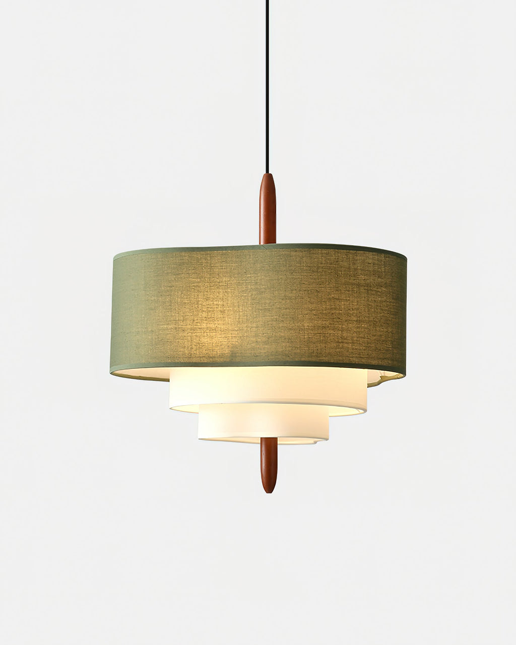 Astrae | Green Fabric Pendant Lamp With Wood Accents Dimmable