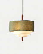 Astrae | Green Fabric Pendant Lamp With Wood Accents Dimmable