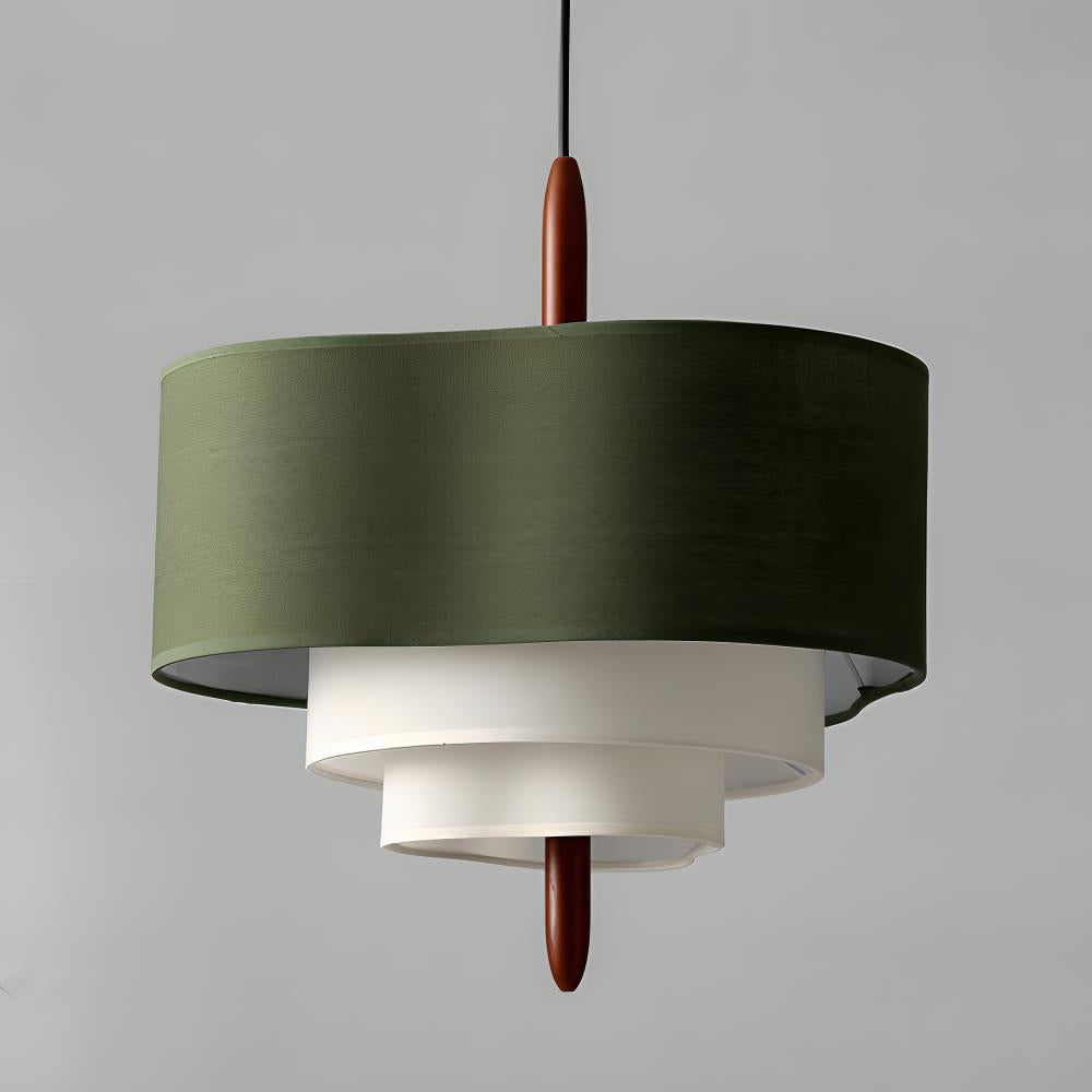Astrae | Green Fabric Pendant Lamp With Wood Accents Dimmable