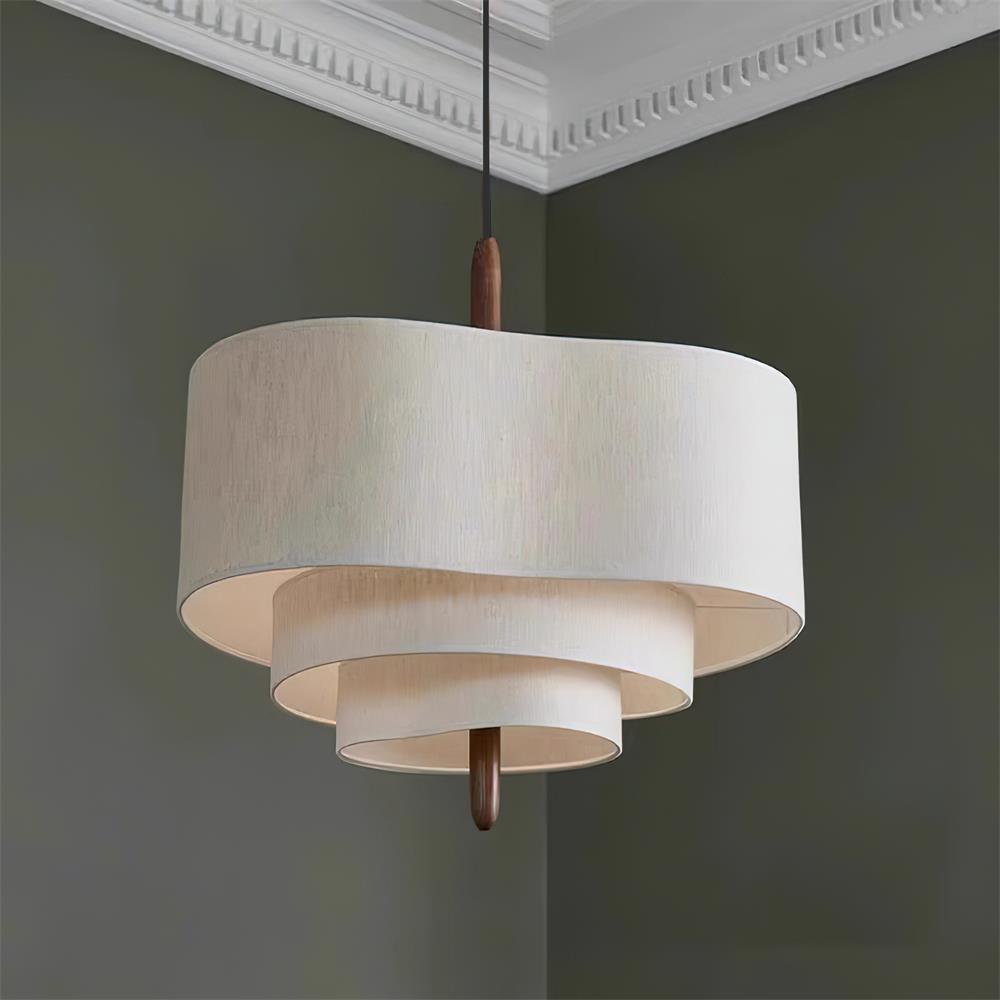 Astrae | Green Fabric Pendant Lamp With Wood Accents Dimmable