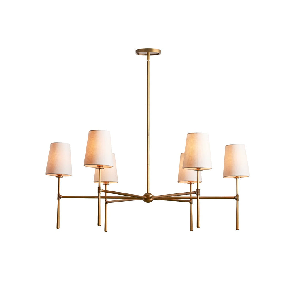 Aurelia Four to Six Light Mid Century Chandelier with Linen Shades