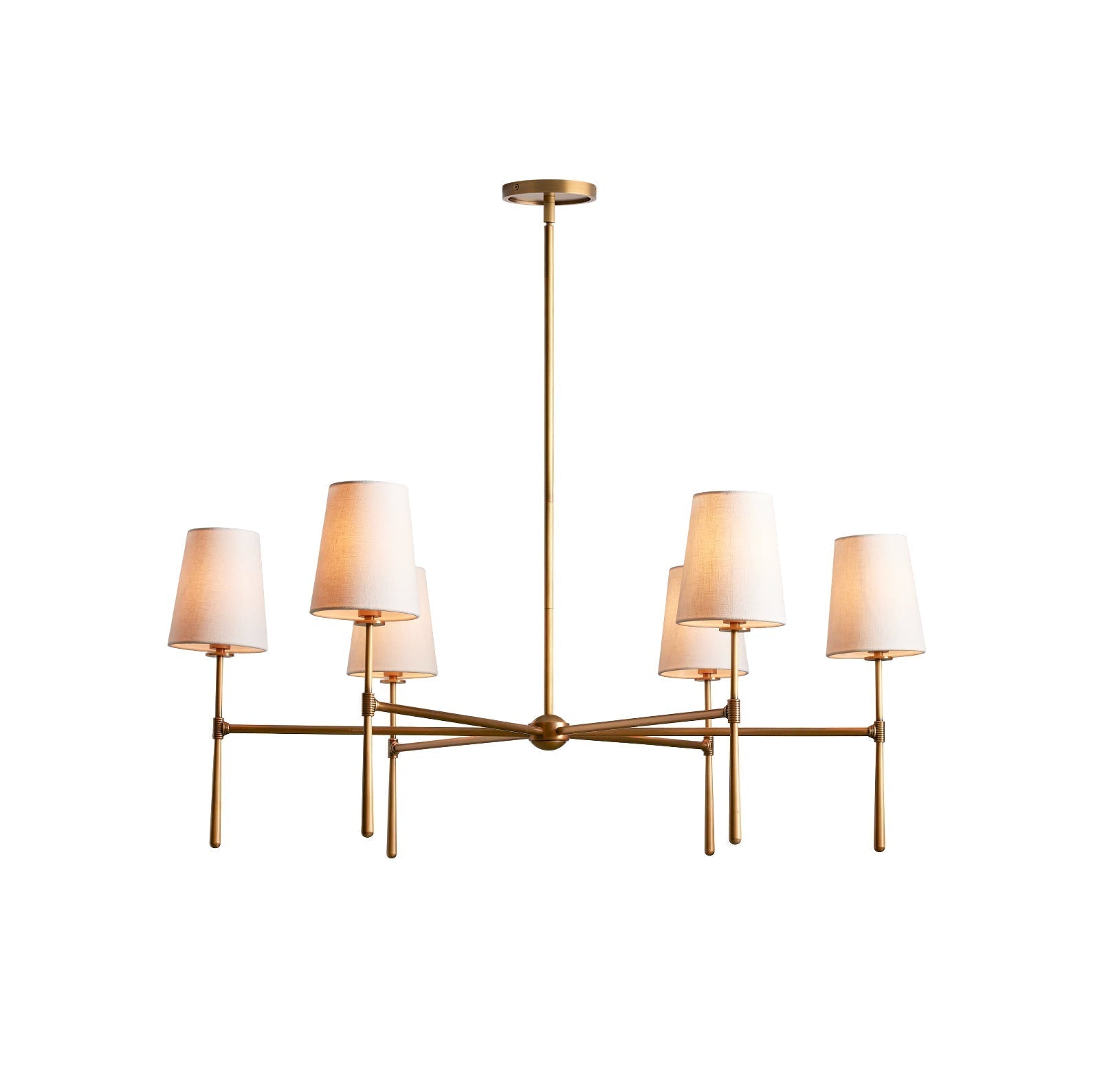Aurelia Four to Six Light Mid Century Chandelier with Linen Shades