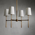 Aurelia Four to Six Light Mid Century Chandelier with Linen Shades