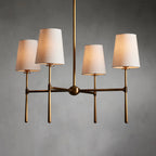Aurelia Four to Six Light Mid Century Chandelier with Linen Shades