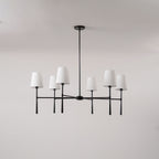 Aurelia Four to Six Light Mid Century Chandelier with Linen Shades