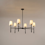 Aurelia Four to Six Light Mid Century Chandelier with Linen Shades