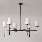 Aurelia Four to Six Light Mid Century Chandelier with Linen Shades