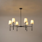 Aurelia Four to Six Light Mid Century Chandelier with Linen Shades