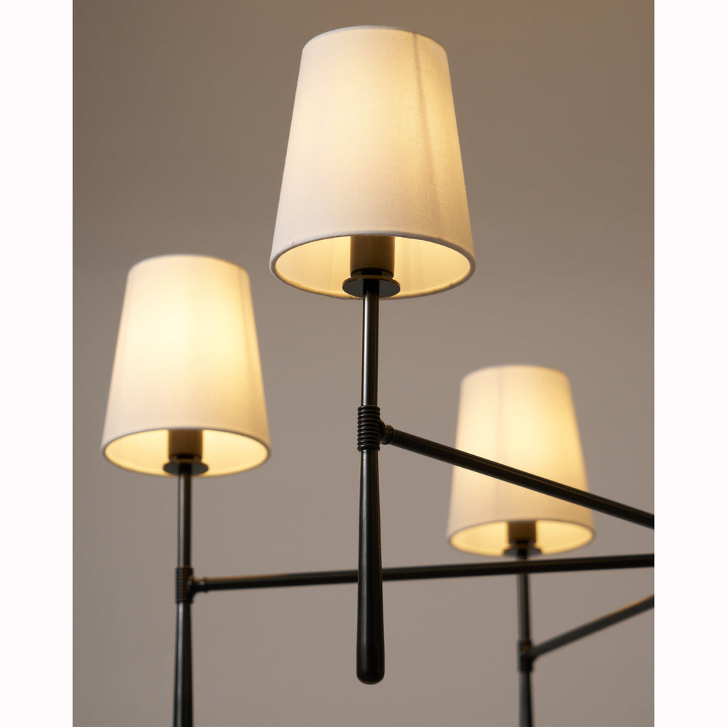Aurelia Four to Six Light Mid Century Chandelier with Linen Shades