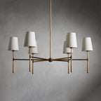 Aurelia Four to Six Light Mid Century Chandelier with Linen Shades