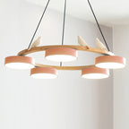 Aviara Orb Round Chandelier With Bird Design In Metal Wood Resin And Acrylic