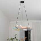 Aviara Orb Round Chandelier With Bird Design In Metal Wood Resin And Acrylic