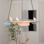 Aviara Orb Round Chandelier With Bird Design In Metal Wood Resin And Acrylic