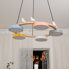 Aviara Orb Round Chandelier With Bird Design In Metal Wood Resin And Acrylic