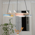 Aviara Orb Round Chandelier With Bird Design In Metal Wood Resin And Acrylic