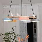 Aviara Orb Round Chandelier With Bird Design In Metal Wood Resin And Acrylic