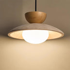 Nymera Travertine Pendant Light With Wood Accents For Dining Rooms And Entryways