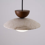 Nymera Travertine Pendant Light With Wood Accents For Dining Rooms And Entryways