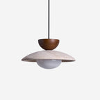 Nymera Travertine Pendant Light With Wood Accents For Dining Rooms And Entryways