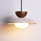 Nymera Travertine Pendant Light With Wood Accents For Dining Rooms And Entryways