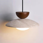 Nymera Travertine Pendant Light With Wood Accents For Dining Rooms And Entryways