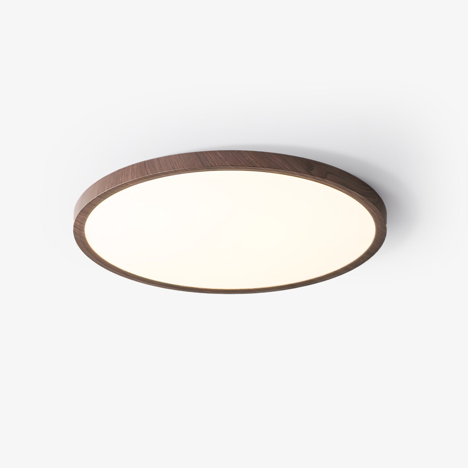 Aureli Round Ceiling Light Ultrathin With Walnut Finish And Acrylic Diffuser