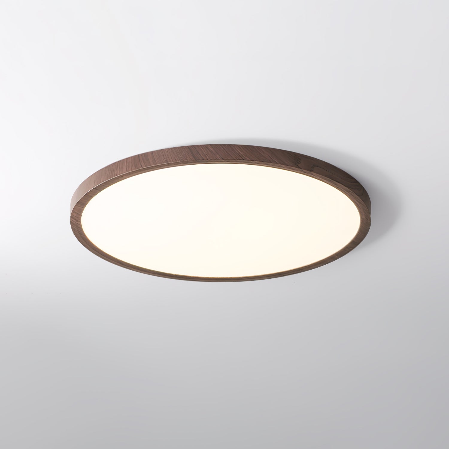 Aureli Round Ceiling Light Ultrathin With Walnut Finish And Acrylic Diffuser