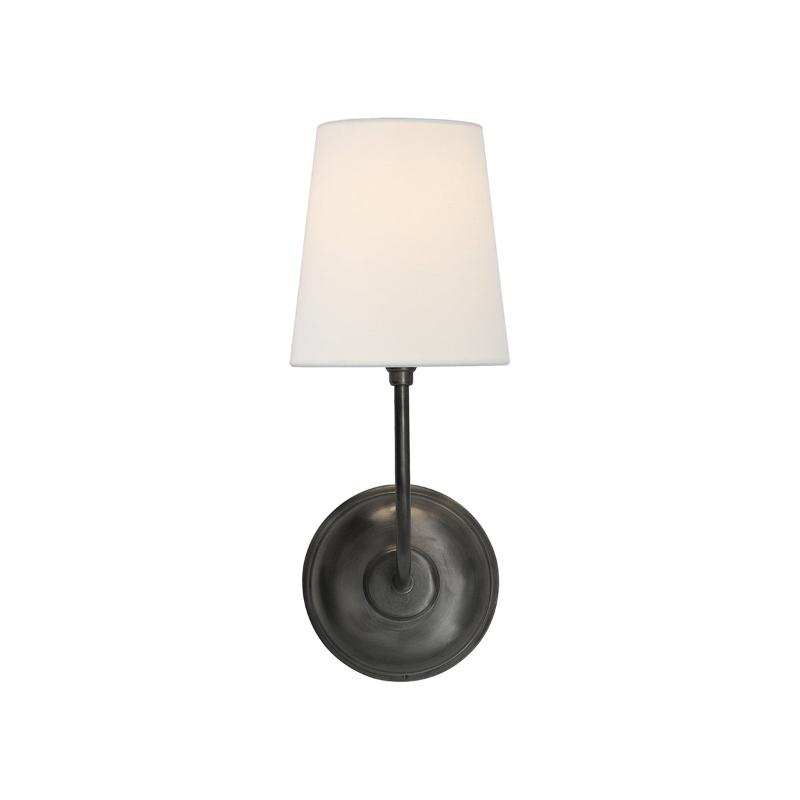 Aurelle Wall Lamp in Black Bronze With White Fabric Shade