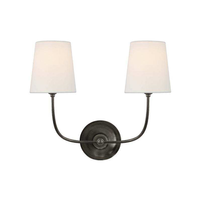 Aurelle Wall Lamp in Black Bronze With White Fabric Shade
