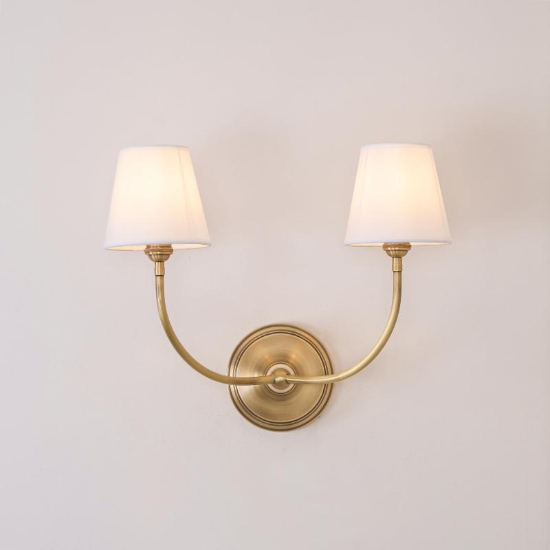Aurelle Wall Lamp in Black Bronze With White Fabric Shade
