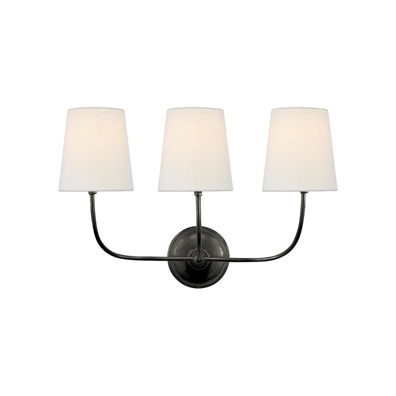 Aurelle Wall Lamp in Black Bronze With White Fabric Shade